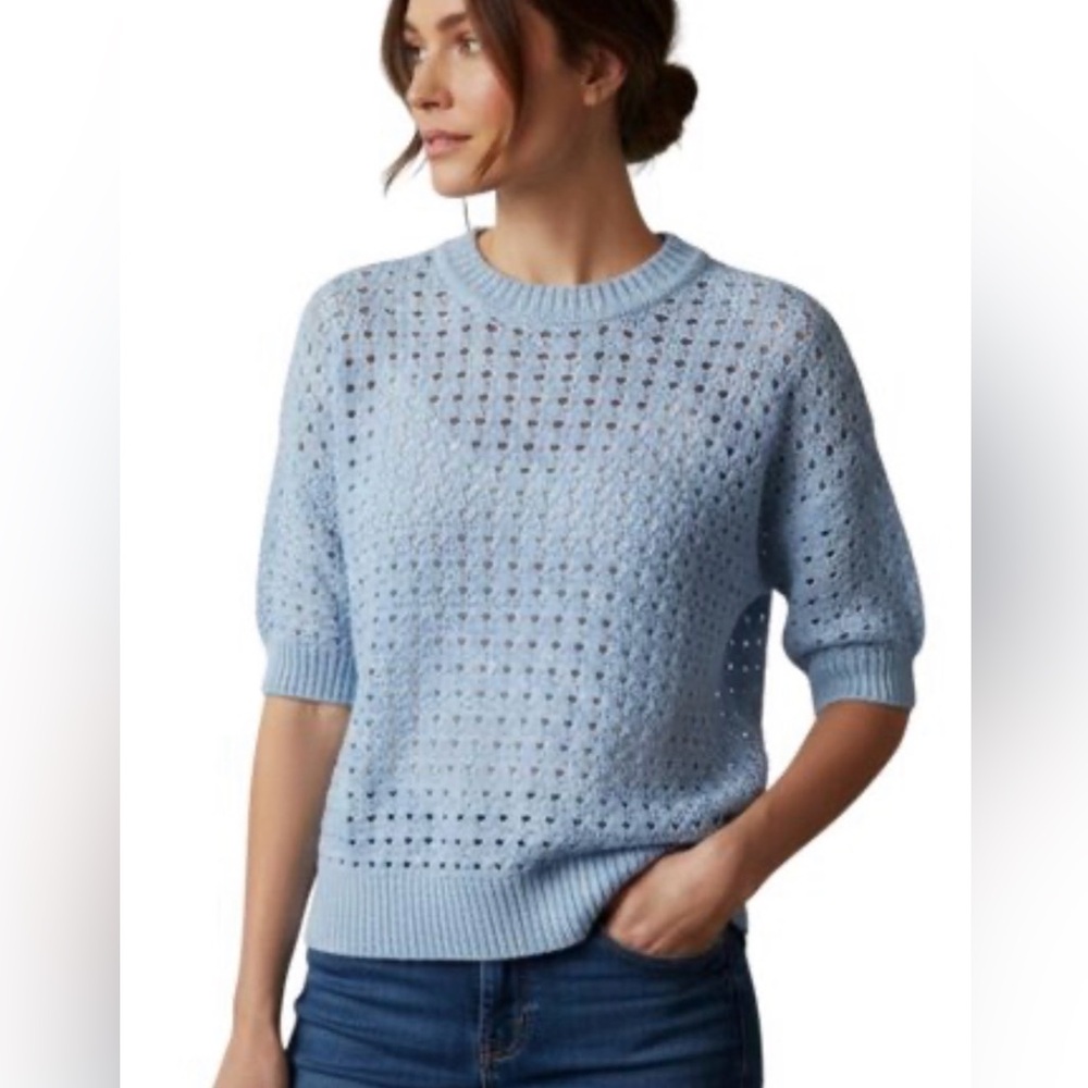 Ann Taylor Sky Blue Open-Knit Sweater NWT